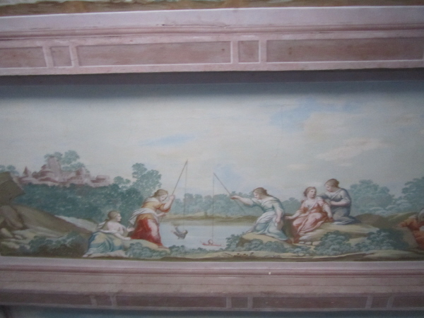 Depiction of fishing for men at Villa di Geggiano, Siena
