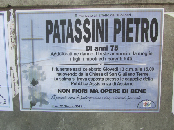 Notice of a death Tuscan style