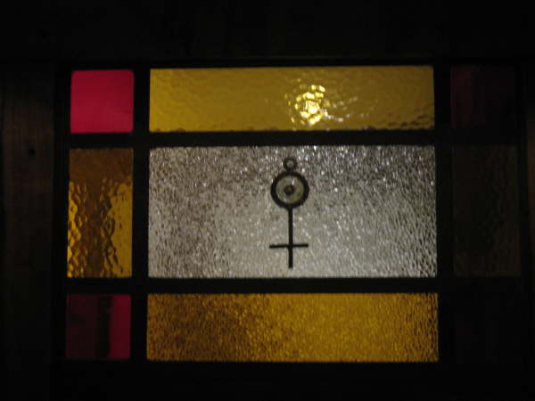 Art deco sign in restaurant on New Year's Eve