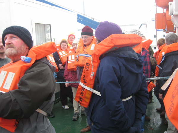 Lifeboat drill on first evening