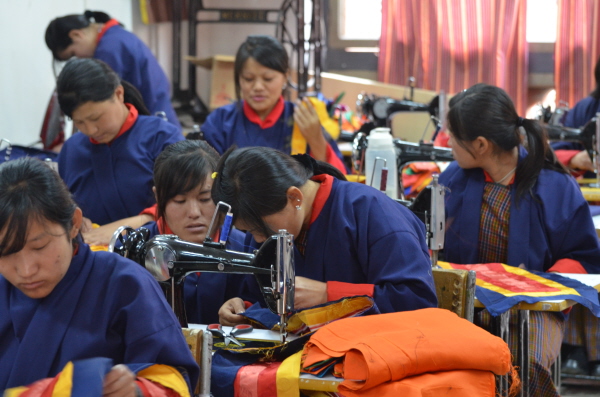 Learning the traditional skills at the Crafts School in Thimphu