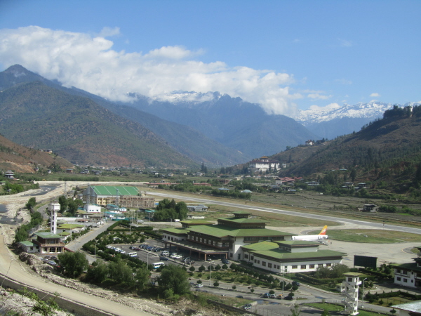 Paro Airport, the only international airport in Bhutan