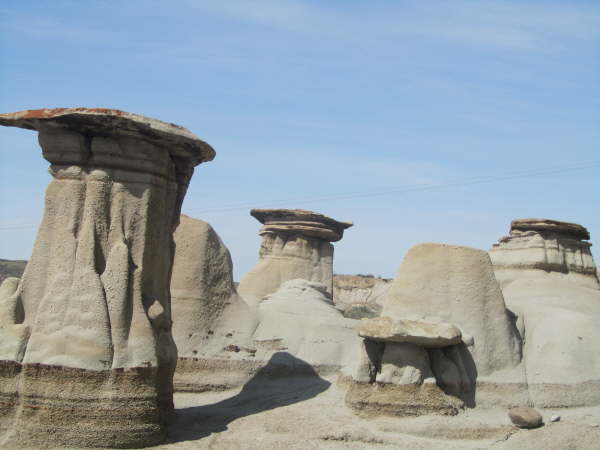 Hoodoos (soft rock spires protected by a hard cap)
