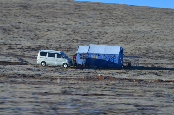 Emergency tent from the Yushu earthquake still in use