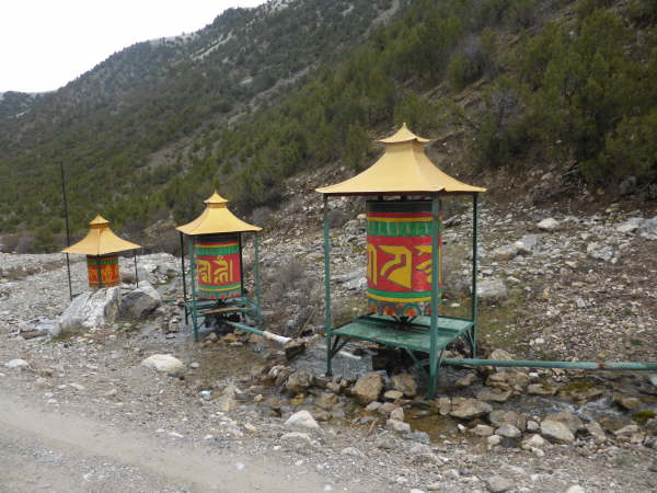 Prayer wheels operated by water