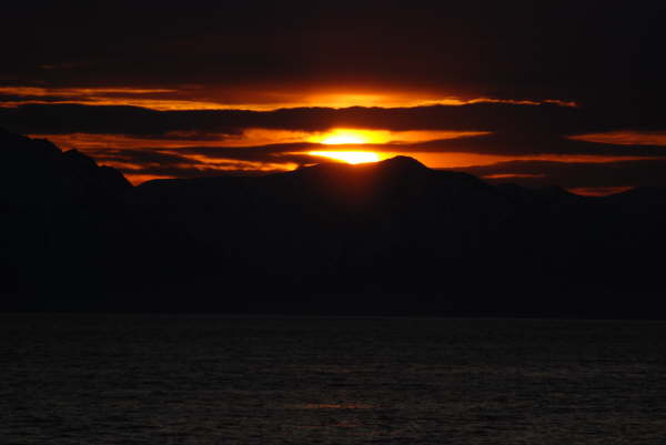 Sunset on leaving Kamchatka Peninsula