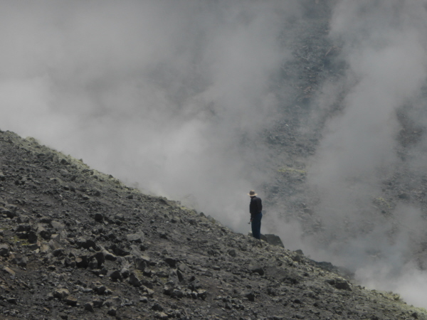 Scientist in the crater
