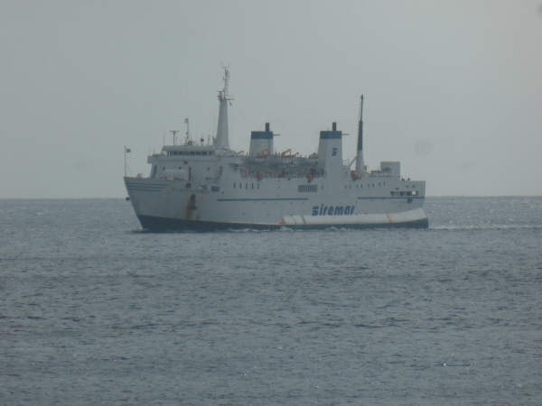 Car ferry "Paolo Veronese" (IMO 8407450) arriving at Lipari from Naples